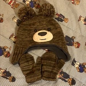 Lot of 2 Baby Hat & Mittens Set